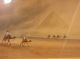 Signed Art Deco Egyptian Moroccan Desert Camels Pyramids Watercolor Painting Egyptian photo 2