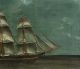 19thc Antique Folk Art Maritime O/c Oil Painting Schooner Ship Moonlight Nr Folk Art photo 4