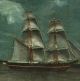19thc Antique Folk Art Maritime O/c Oil Painting Schooner Ship Moonlight Nr Folk Art photo 5