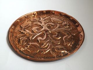 Antique Victorian Handmade Arts & Crafts Copper Plate - C.  1890 - 1900 photo