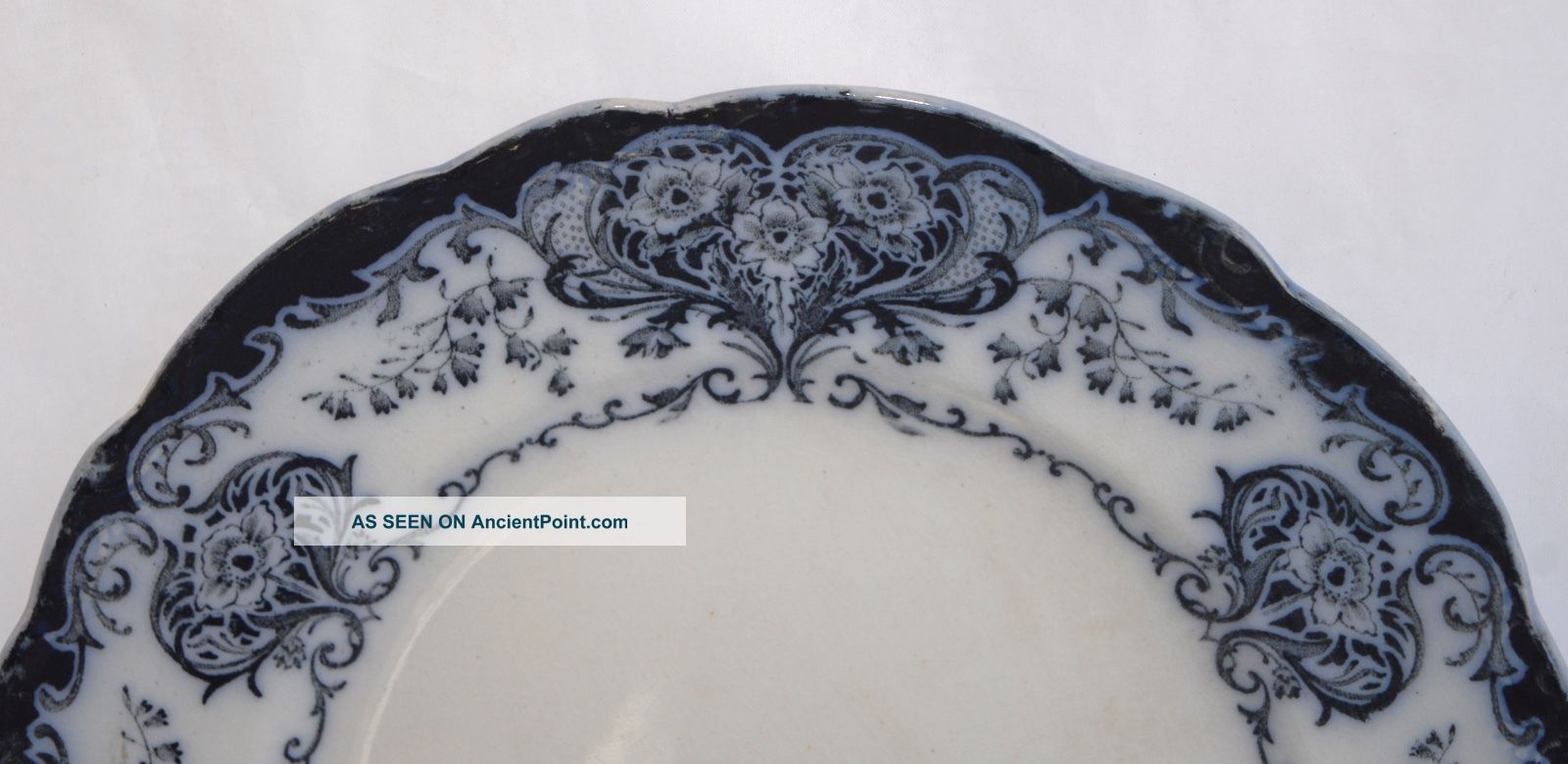 Antique Blue & White Flow Art Nouveau Dinner Plate 23.  3cm - Possibly George Jones Plates, Platters photo