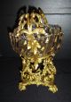 Antique French Empire Napoleon Iii Bronze Dore And Glass Center Piece Bowl C1870 Hearth Ware photo 5