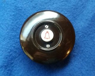 Round Art Deco Vintage Bakelite Electric Door Bell Push Press Button photo