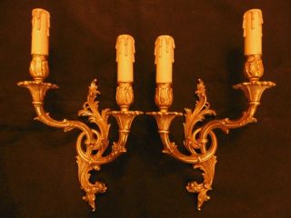 Large Sconces,  Rococo Style - Bronze - French Antique - 15,  76 In / 40 Cm photo
