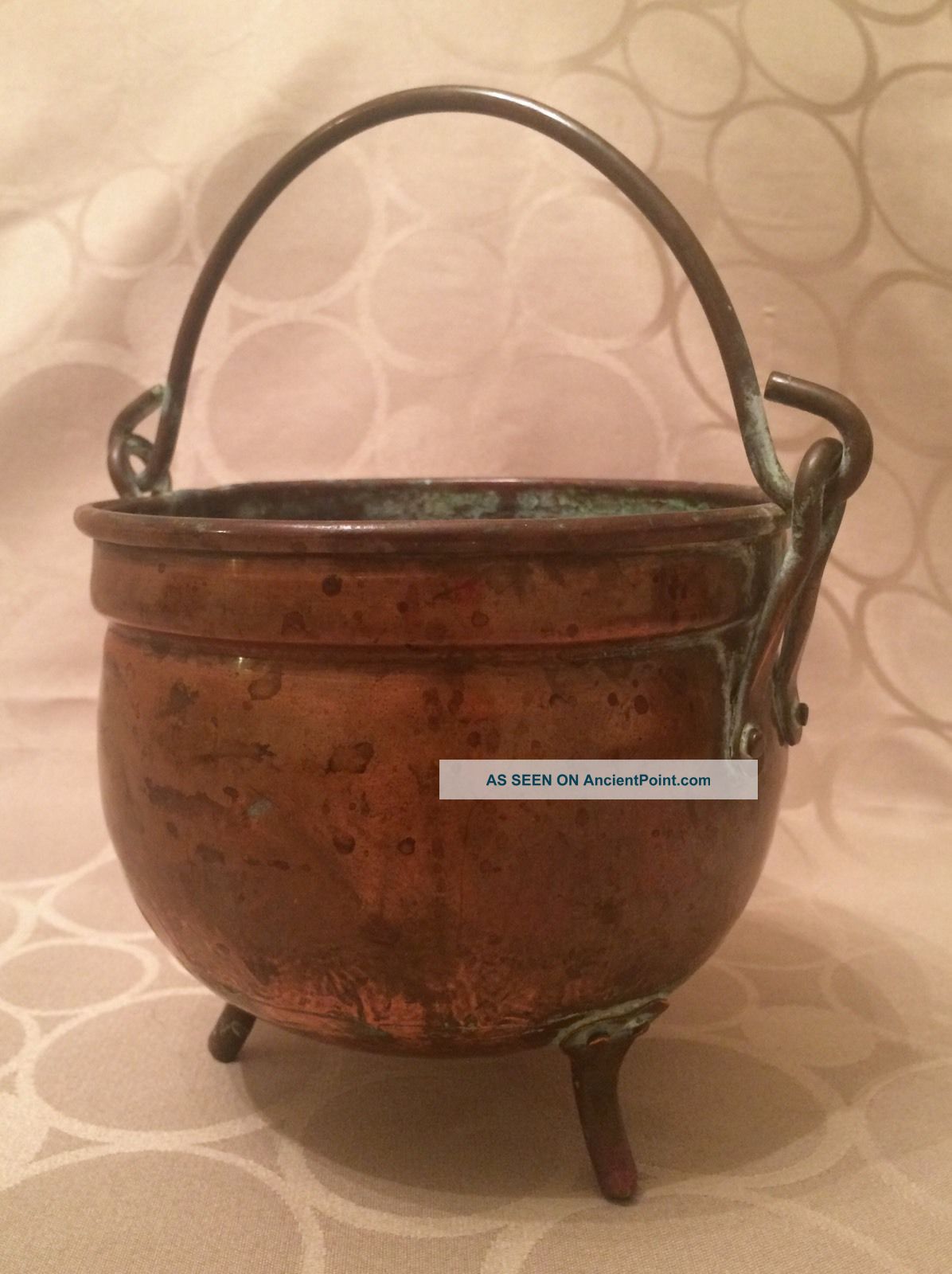 Antique 19th Century Dutch Solid Copper Cauldron Hand Hammered Arts And Crafts Arts & Crafts Movement photo