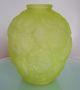 Art Deco 1930 French Yellow Uranium Vaseline Glass Vase Marked Made In France Vases photo 1