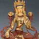Chinese Brass Gilt Hand Painted Face Carved Statues - Green Tara X0277 Kwan-yin photo 2