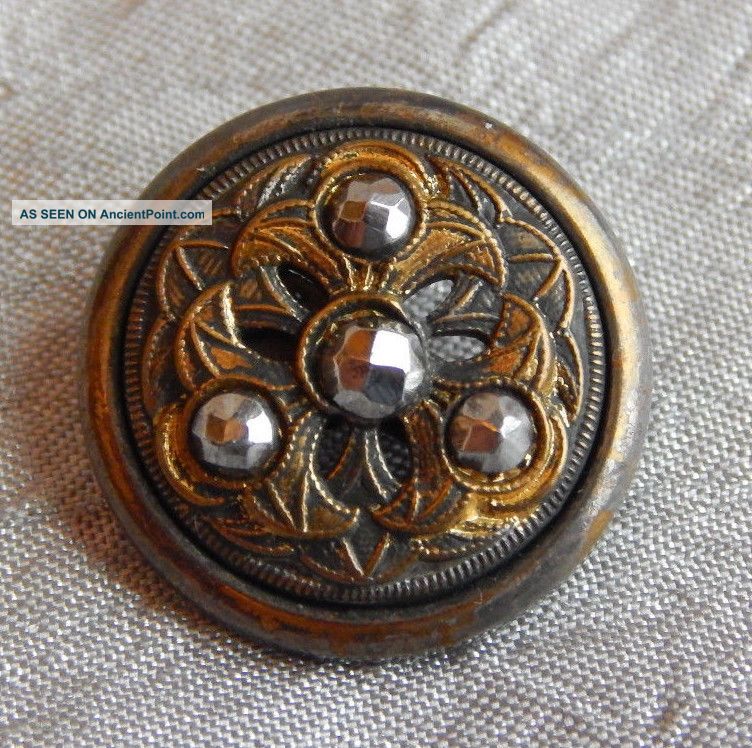 Antique Brass Button W/ Cut Steel Rivets Open Work 701 - A Buttons photo