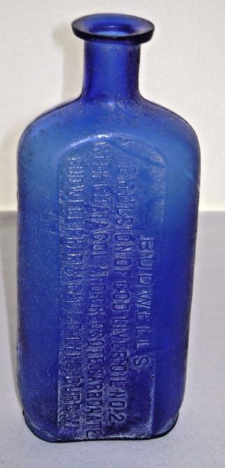 1898 Cobalt Blue Medicine Bottle Embossed Budwell ' S Cod Liver Oil Lynchburg Va. photo