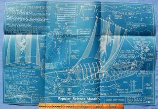 Viking Ship Model,  Plans & Blueprint,  1927 By Capt.  E.  A.  Mccann photo