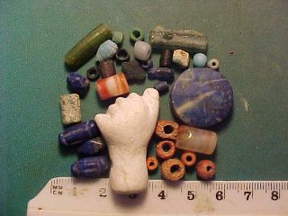 30,  Ancient Beads Circa 1000 Bc - 700 Ad,  Roman Carved Alabaster Fist Amulet photo