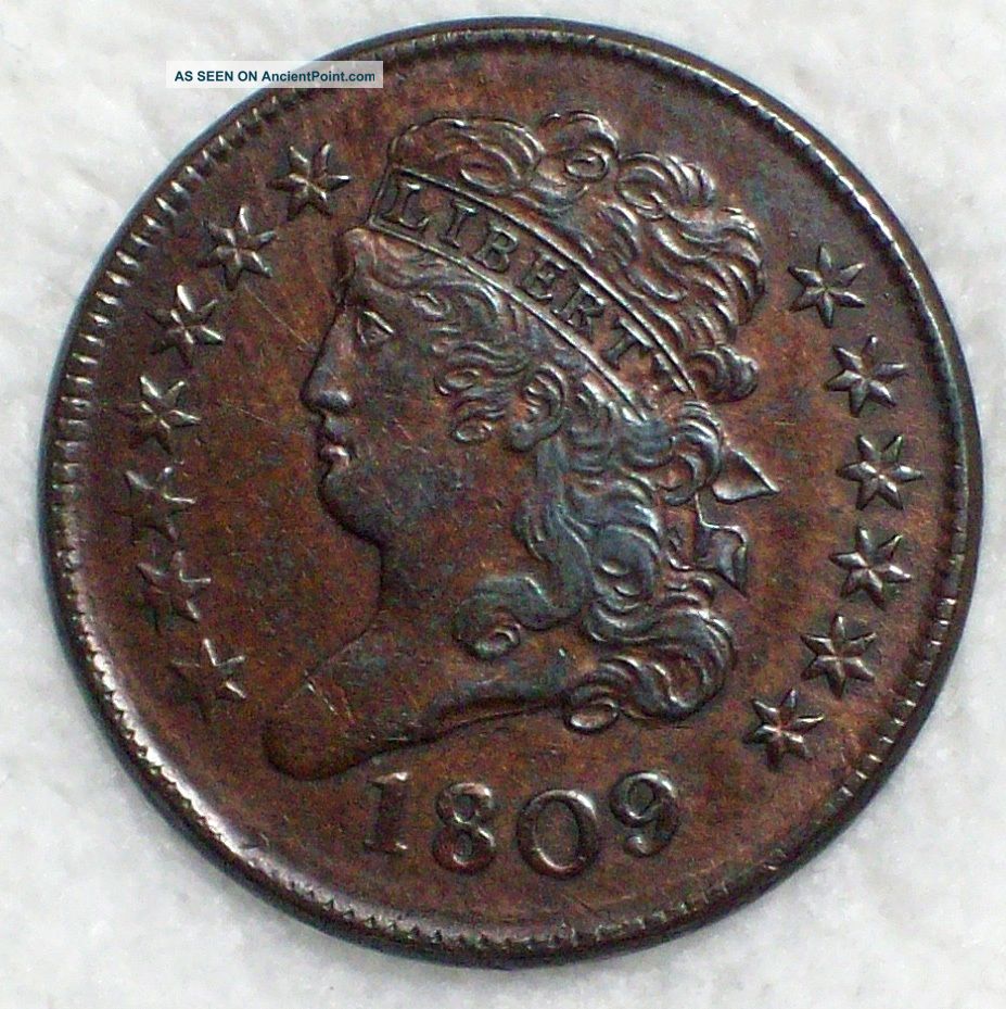 1809 Half Cent Classic Head Au Detailing Sharp Devices Rare C - 6 Early Die State The Americas photo