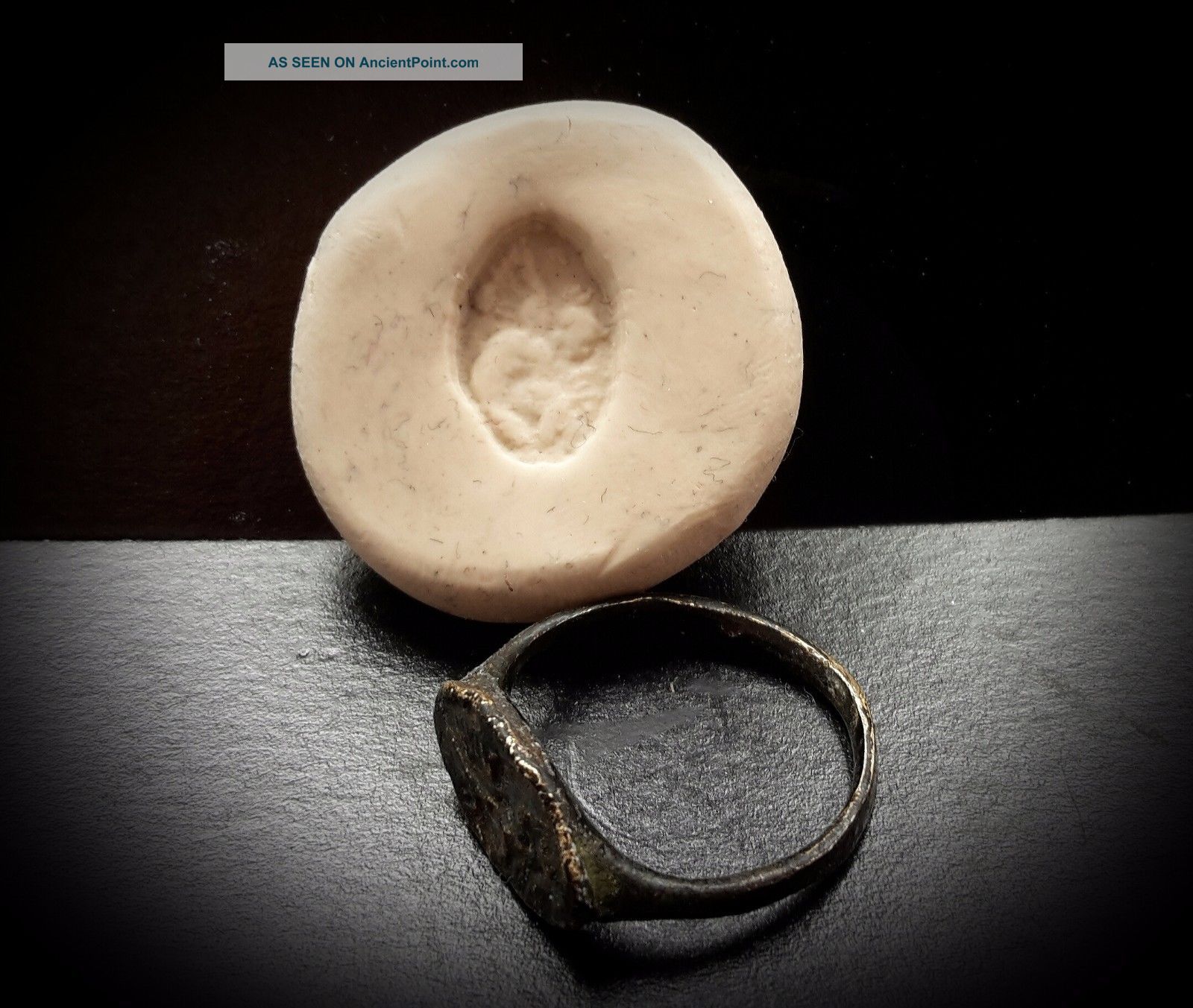 Ancient Roman Bronze Seal Ring Featuring A Harpy 1st - 3rd Century A.  D Roman photo