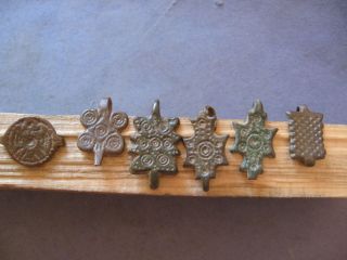 6 Ancient Celtic Belt Decorations With Evil Eyes,  Eagle And Honeycomb 400 - 200 Bc photo