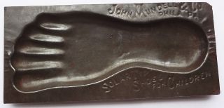 Rare C1878 Tin Mold Advertising John Mundell & Co.  Children ' S Solar Tip Shoes - 6 