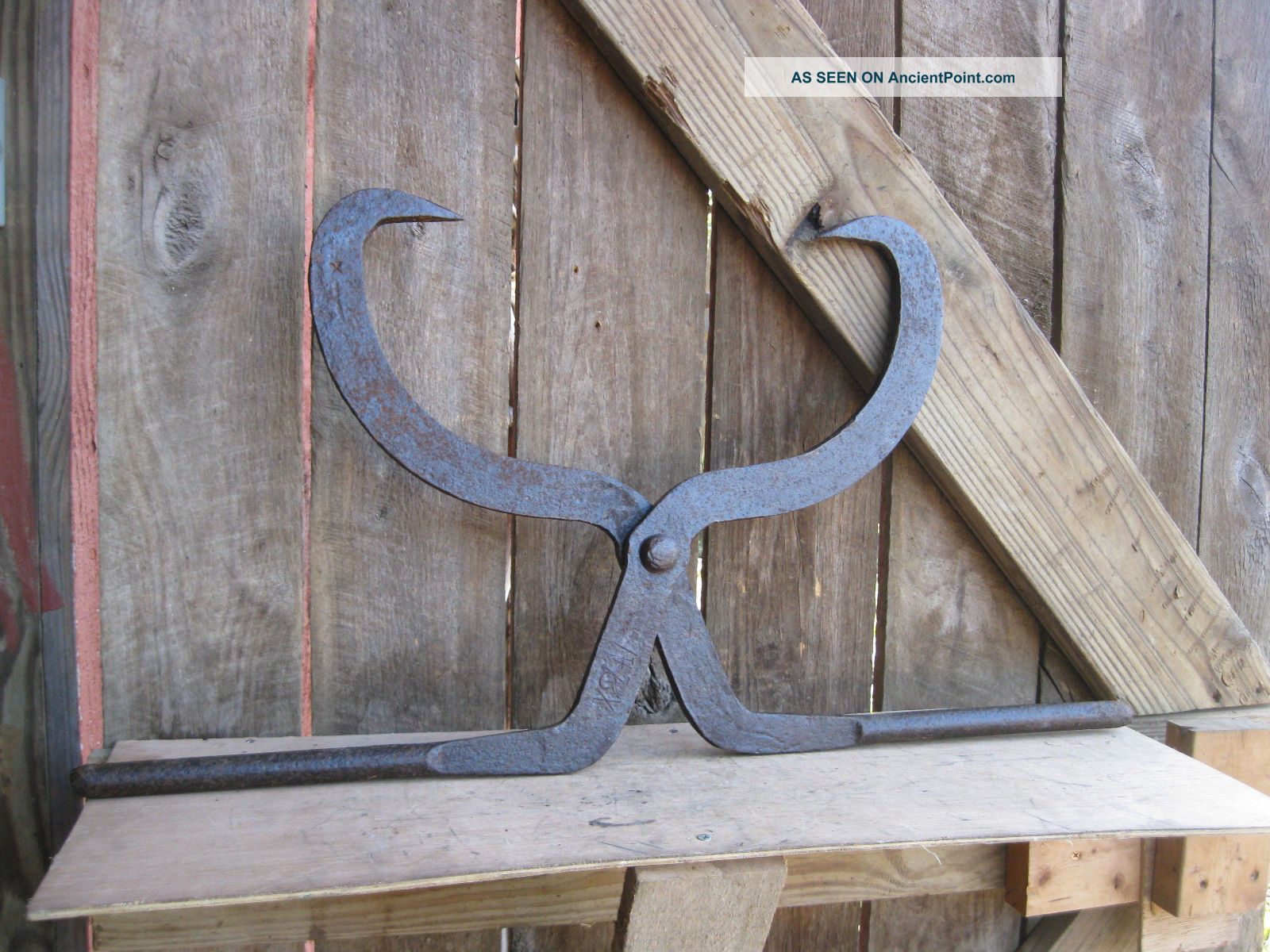 Antique Iron 2 Man Logging/railroad/beam Ties Carrier