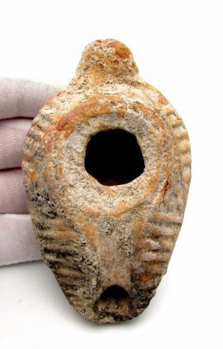 Roman Ceramic / Terracotta Oil Lamp - Very Rare Ancient Historic Artifact - L55 photo