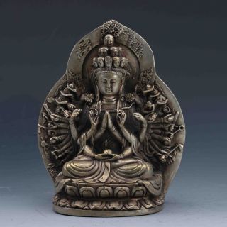 Chinese Tibetan Silver Hand - Carved Thousand - Hand Bodhisattva Statue G543 photo
