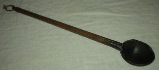 C1850 Plains Native American Indian Ladle Chip Carved Red Paint Remnants Vafo photo