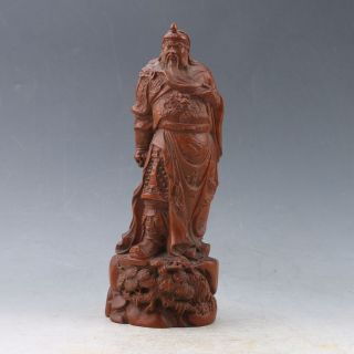 Chinese Boxwood Handwork Carved Guangong Statue Py0266 photo