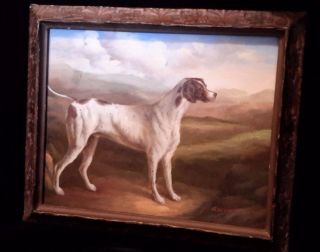 Fantastic Framed Signed Oil Painting Of A Dog / Canine In 19th Frame photo