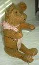Antique C1900–1920 Loved Teddy Bear Glass Eyes & Red & White Scarf Jointed Vafo Primitives photo 1