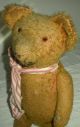 Antique C1900–1920 Loved Teddy Bear Glass Eyes & Red & White Scarf Jointed Vafo Primitives photo 6