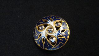 Stunning 19th Century Blue & White Champleve ' Enamel Button Cut Steels photo
