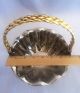 Silver Plate Scalloped Basket With Gold Tone Braided Handle. Baskets photo 3