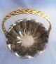 Silver Plate Scalloped Basket With Gold Tone Braided Handle. Baskets photo 6