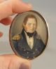 Antique War Of 1812 Naval Officer Miniature Portrait Painting & Hair Jewelry,  Nr Folk Art photo 7
