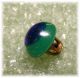 Antique Diminutive Green W Foil Under Blue Glass Peacock Eye Button Buttons photo 1