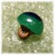 Antique Diminutive Green W Foil Under Blue Glass Peacock Eye Button Buttons photo 3