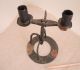 19th C Forged Iron Double Candle Holder Primitive American Antique Rush Light Primitives photo 1