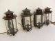 Vtg 4 Matching Italian 1950 ' S Black Iron Lantern Sconces From Train Station Chandeliers, Fixtures, Sconces photo 1