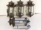 Vtg 4 Matching Italian 1950 ' S Black Iron Lantern Sconces From Train Station Chandeliers, Fixtures, Sconces photo 2