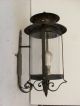 Vtg 4 Matching Italian 1950 ' S Black Iron Lantern Sconces From Train Station Chandeliers, Fixtures, Sconces photo 3