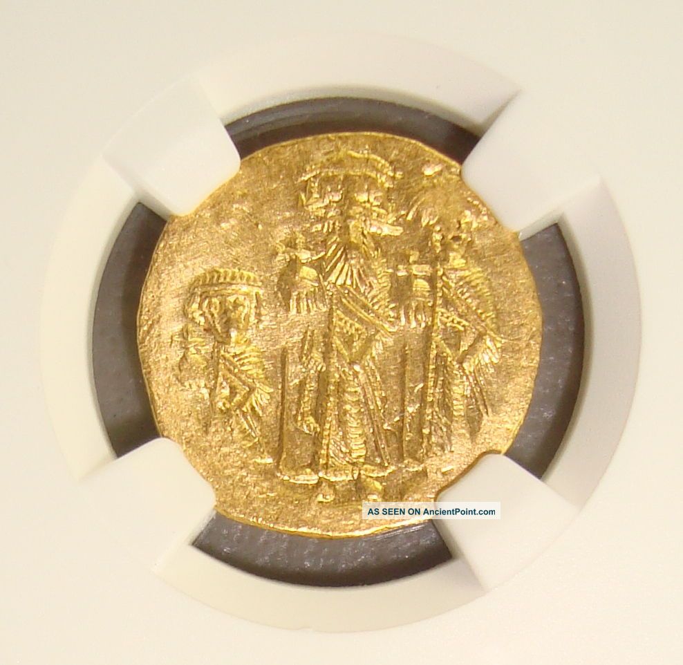 Ad 610 - 641 Heraclius Ancient Byzantine Gold Solidus Ngc Ms 4/5 3/5 Byzantine photo