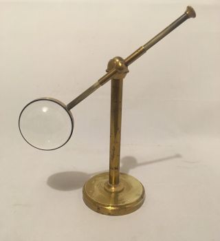 Antique Victorian Brass Microscope Bullseye Condensing Magnifying Lens photo