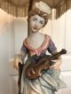Pair Vintage Ceramic Porcelain Figurine ' Musician ' Brass Table Lamps 28  - Japan Lamps photo 2