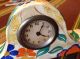 Lovely Old 1930s Hand Painted China Art Deco Clarice Cliff Style Mantle Clock Art Deco photo 2