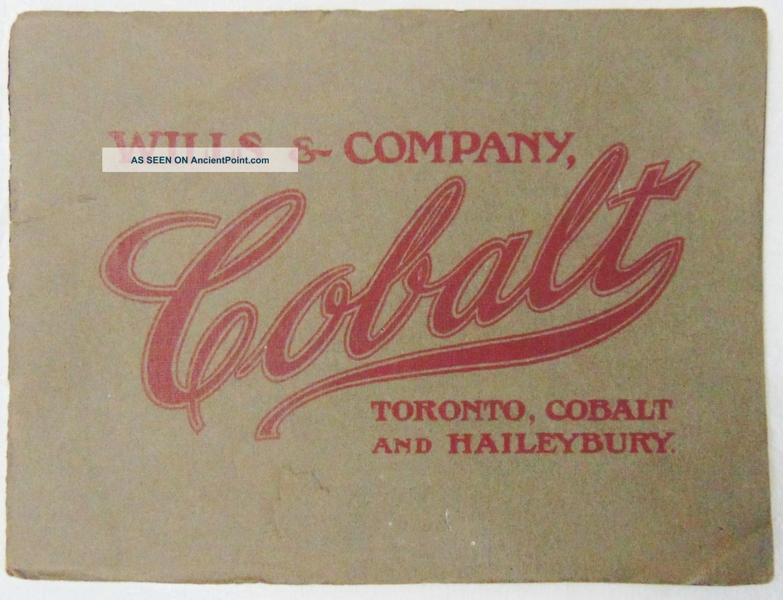 Antique Early 1900s Wills & Co.  Cobalt Mining Cobalt & Haileybury Co.  Brochure Mining photo