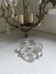 Vintage Glass Brass And Crystal Drop Electric Chandelier - Needs Restored Chandeliers, Fixtures, Sconces photo 2