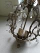 Vintage Glass Brass And Crystal Drop Electric Chandelier - Needs Restored Chandeliers, Fixtures, Sconces photo 5