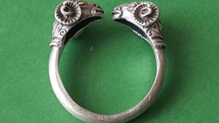 Very Rare Ancient Viking Silver Rams Head Ring photo