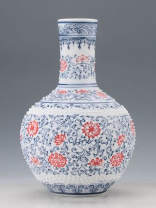 Chinese Blue And White Porcelain Painted Flower Vase M1 photo