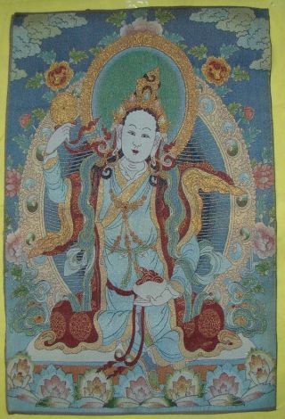 Tibetan Nepal Silk Embroidered Thangka Tara Tibet - - Bodhisattva K2 photo