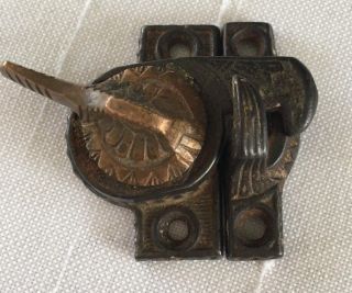 Antique Cast Iron And Brass East Lake Window Sash Latch Lock photo