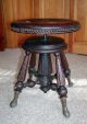 Late 1800 ' S Chas.  Parker Co.  Meriden Ct Wooden Ornate Brass Footed Piano Stool 1800-1899 photo 3