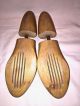 Antique Pair Shoe Forms Sellwell Brand With Spring Adjustment Slot Maple Wood Industrial Molds photo 2